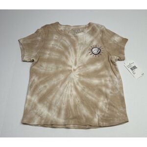 Vinyl Icons Women's Tan Tie-dye Crop Top Size Small NWT w/Few Marks Sun Moon